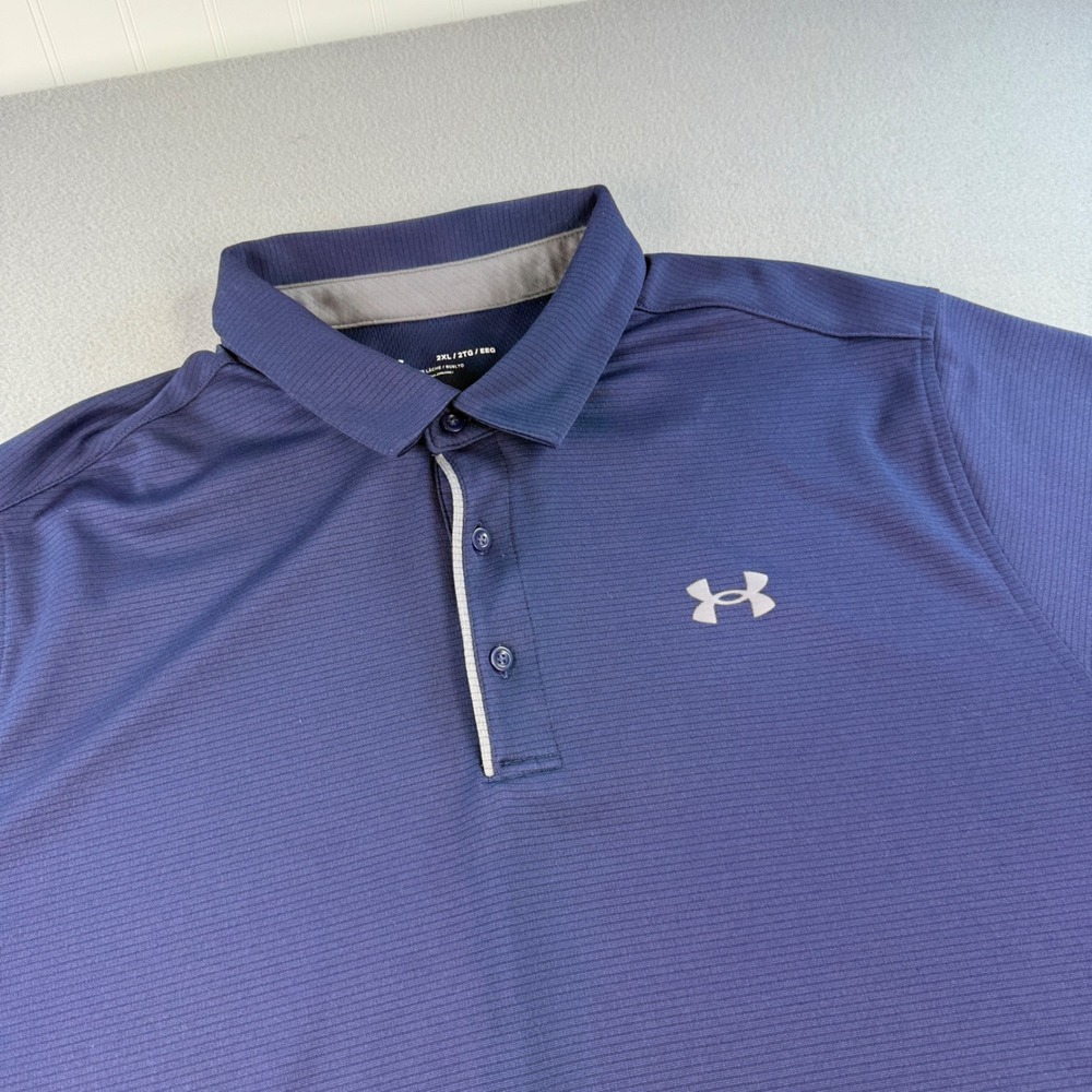 Under Armour Polo Shirt Mens Loose Fit Performance Navy Blue 2XL